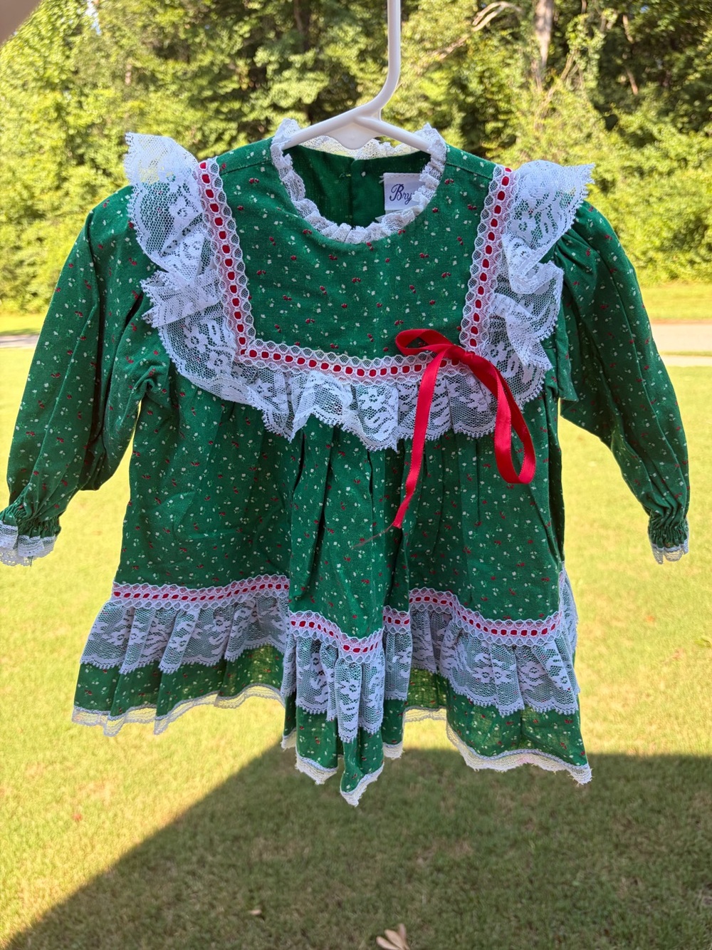 Bryan Vintage Baby Girls Lace Frilly Christmas Dress 18m